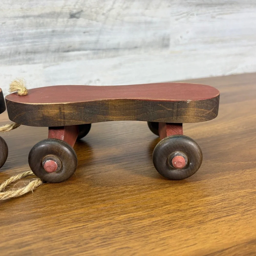 Antique Wooden Roller Skates for Pets‎ and Rope